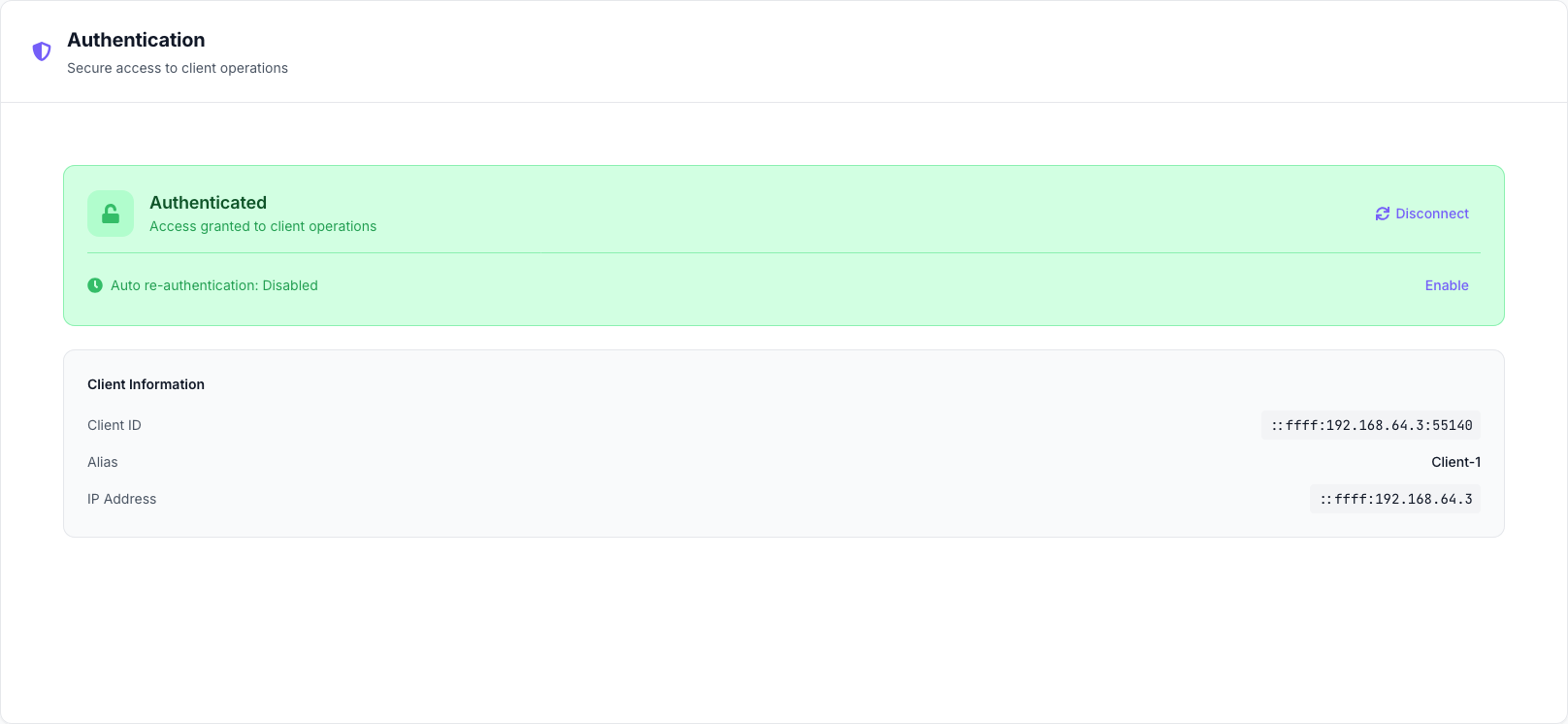 Authentication Panel