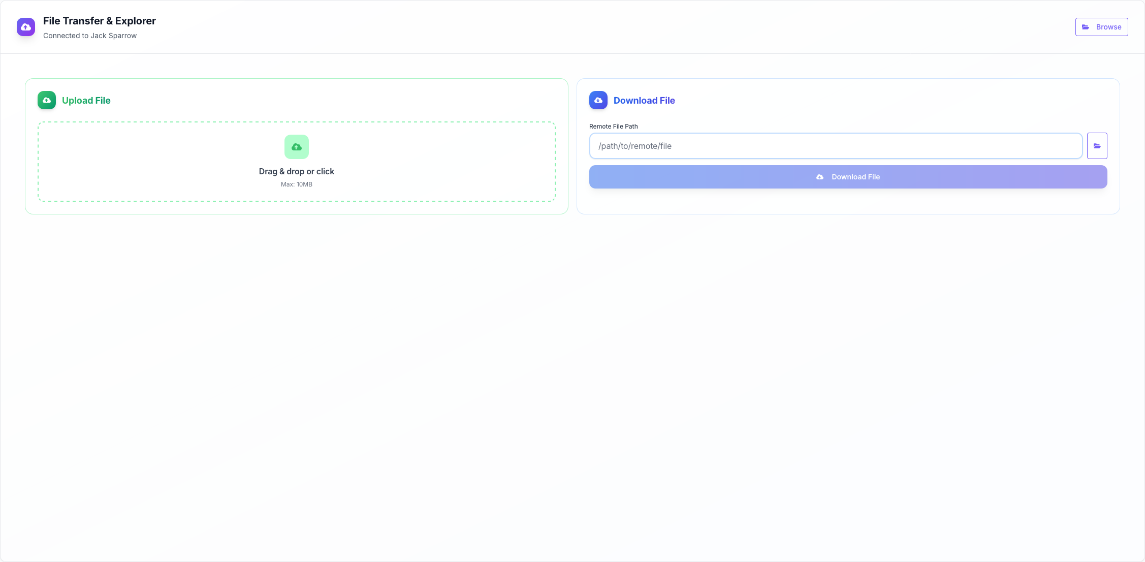 Upload/Download Panel